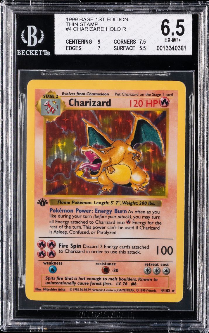 1999 #4 Charizard-Holo 1st Edition BGS 6.5 Game Pokemon