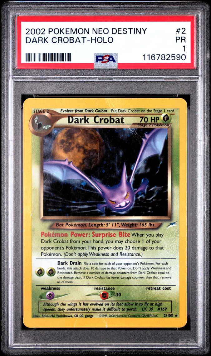 2002 #2 Dark Crobat-Holo PSA 1 Neo Destiny Pokemon