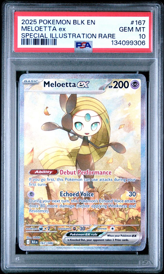 2025 #167 Meloetta EX PSA 10 Blk EN-Black Bolt