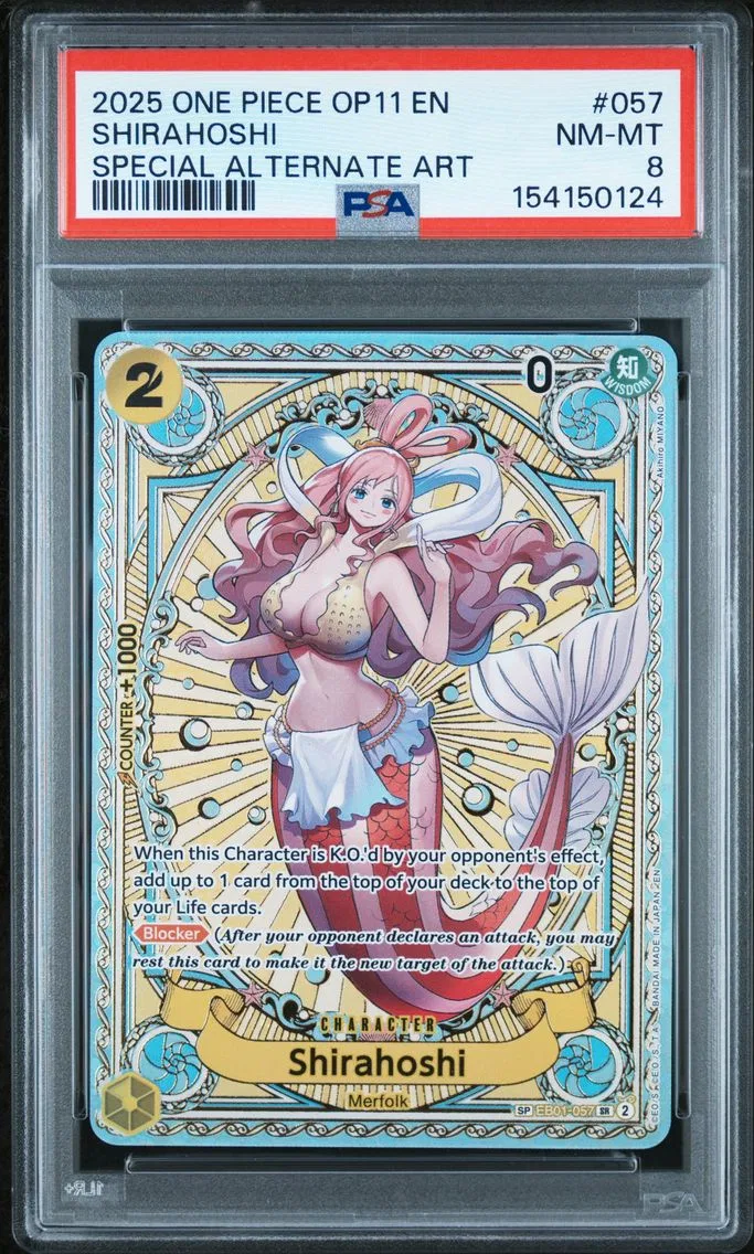 2025 #057 Shirahoshi PSA 8 One Piece OP11-A Fist of Divine Speed