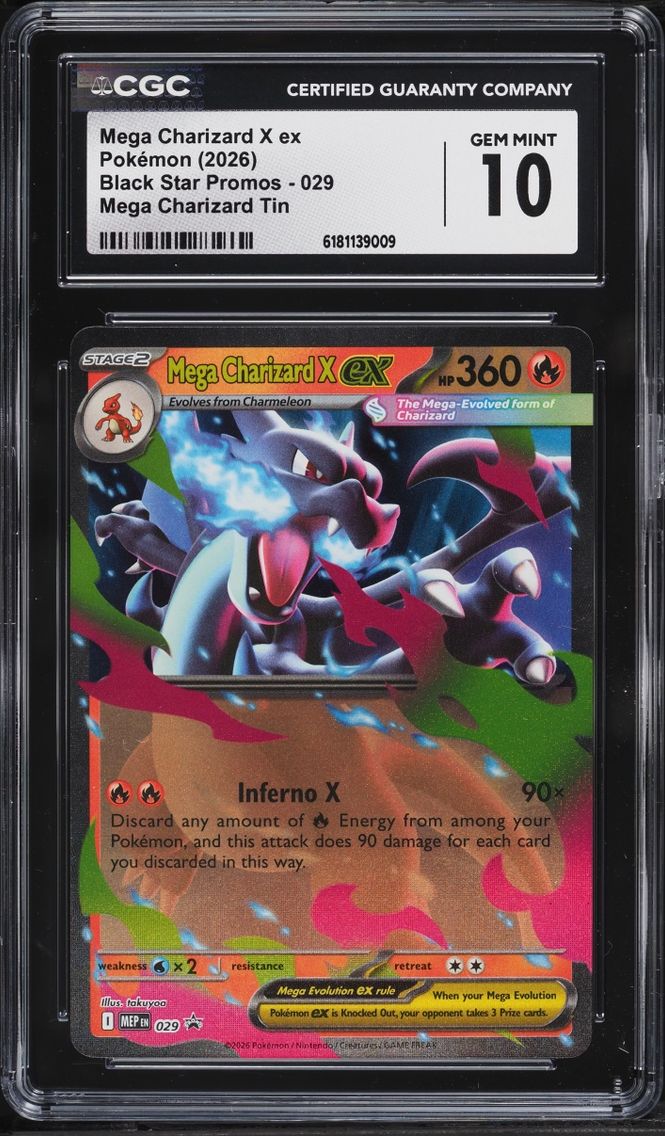 2026 Pokemon Mega Evolution Promo Tin Mega Charizard X Ex #29 CGC 10 GEM MINT
