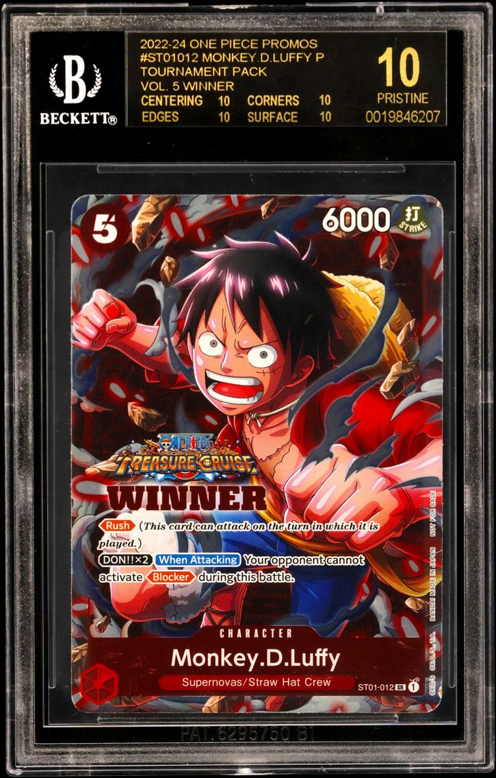 2022 #ST01012 Monkey.D.Luffy P/(Tournament Pack Vol. 5 Winner) BGS 10 One Piece Card Game Promos