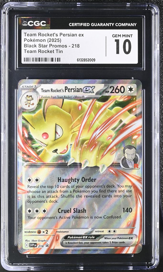 2025 #218 Team Rocket's Persian ex CGC 10 Black Star Promos - Scarlet & Violet SVP EN - English