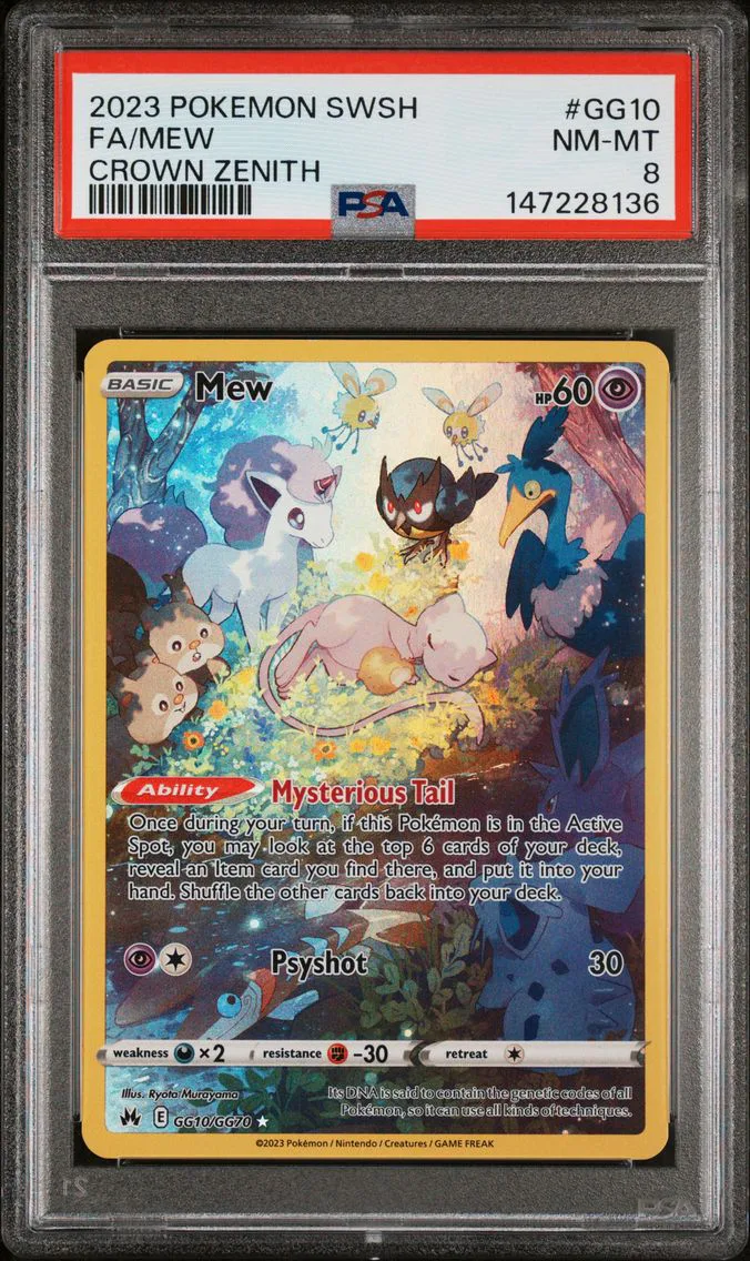 2023 #GG10 Full Art/Mew PSA 8 Sword and Shield Crown Zenith Pokemon