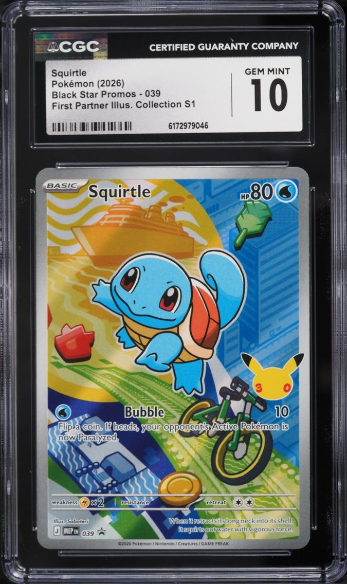 2026 #39 Squirtle CGC 10 Pokemon Mega Evolution Promo First Partner Illustration Full Art