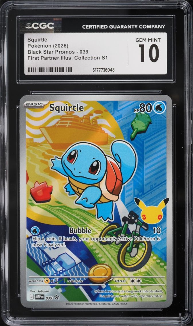 2026 Pokemon Mega Evolution Promo First Partner Illustration Full Art Squirtle #39 CGC 10 GEM