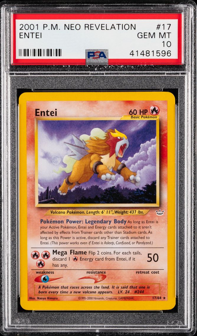 2001 #17 Entei PSA 10 Neo Revelation Pokemon