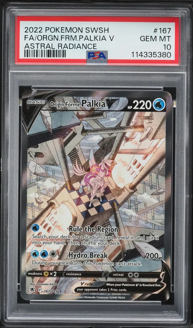 2022 #167 Full Art/Origin Forme Palkia V PSA 10 Sword & Shield Astral Radiance Pokemon