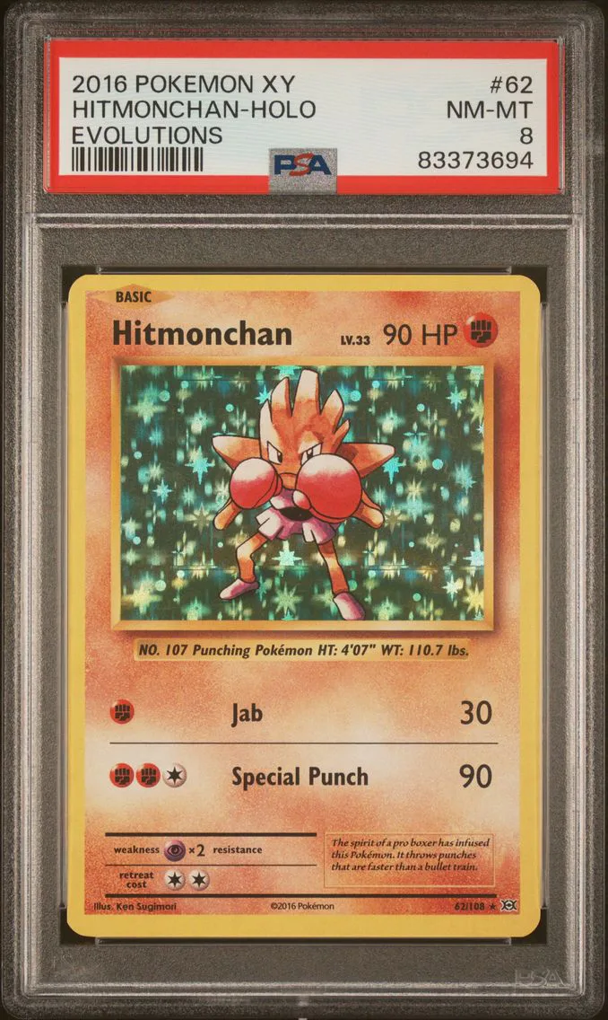 2016 #62 Hitmonchan-Holo PSA 8 XY Evolutions