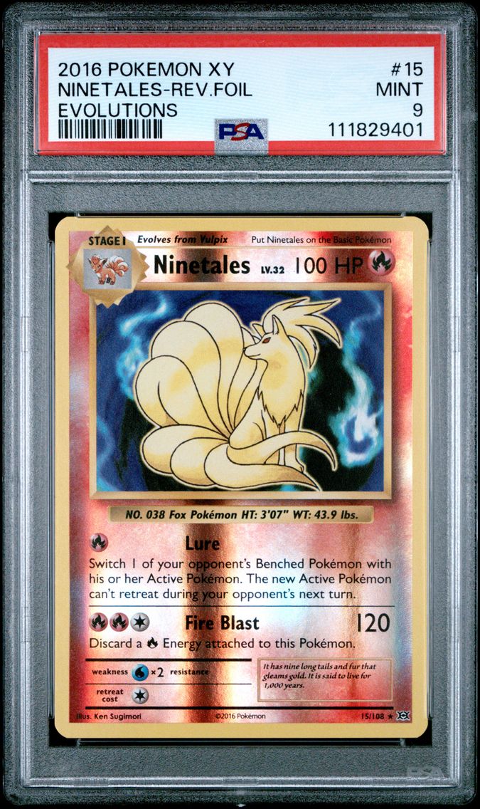2016 #15 Ninetales-Reverse Foil PSA 9 XY Evolutions
