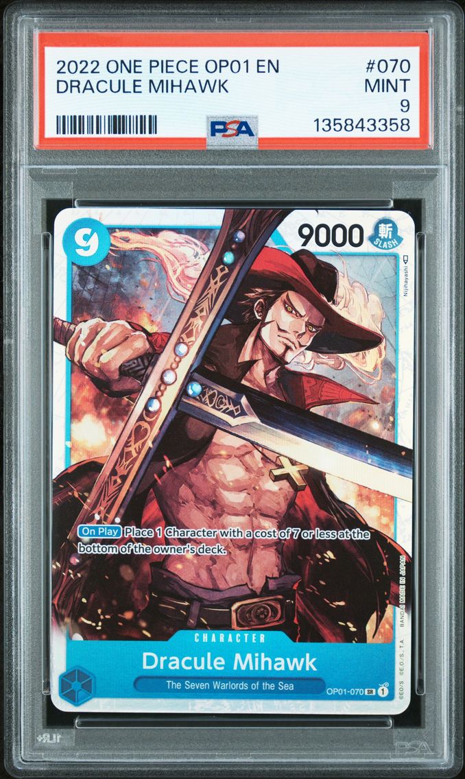 2022 #070 Dracule Mihawk PSA 9 One Piece OP01-Romance Dawn