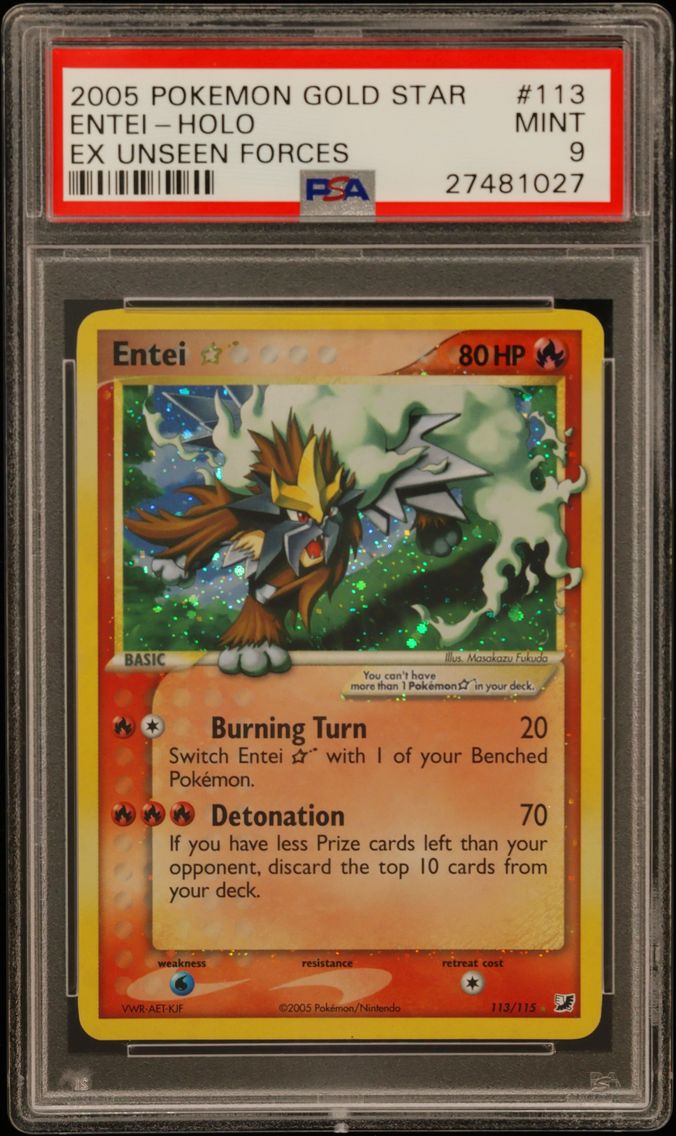 2005 #113 Entei-Holo Gold Star PSA 9 EX Unseen Forces