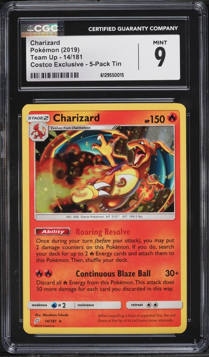 2019 Pokemon Sun & Moon Team Up Costco Exclusive Charizard #14 CGC 9 MINT