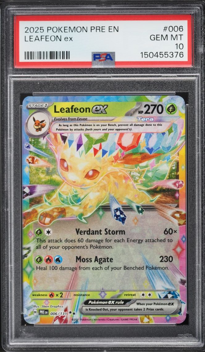 2025 Pokemon Scarlet & Violet Prismatic Evolutions Holo Leafeon ex #6 PSA 10 GEM MINT