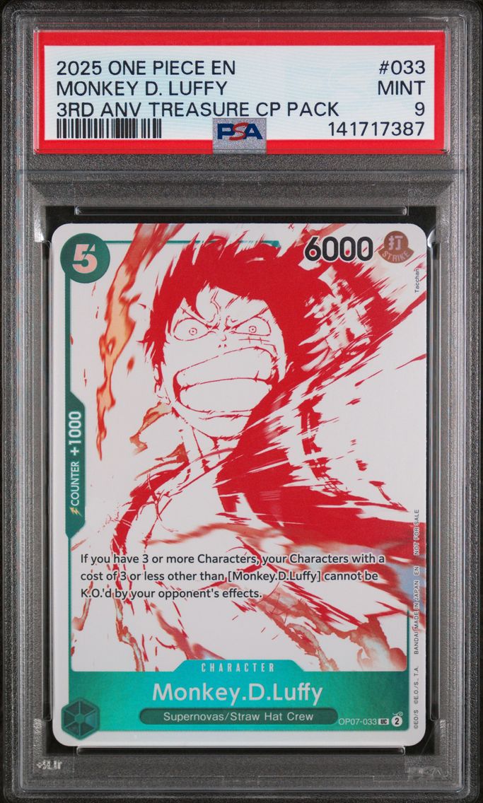 2025 #033 Monkey D. Luffy PSA 9 One Piece 3rd Anniversary! One Piece Card Treasure Campaign Pack