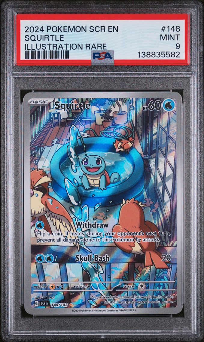 2024 #148 Squirtle PSA 9 Illustration Rare Pokemon Scr EN-Stellar Crown Pokemon