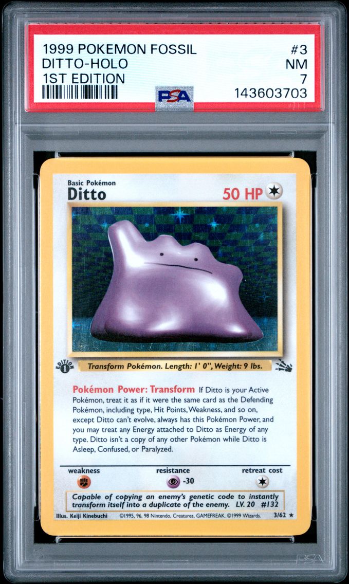 1999 #3 Ditto-Holo 1st Edition PSA 7 Fossil Pokemon