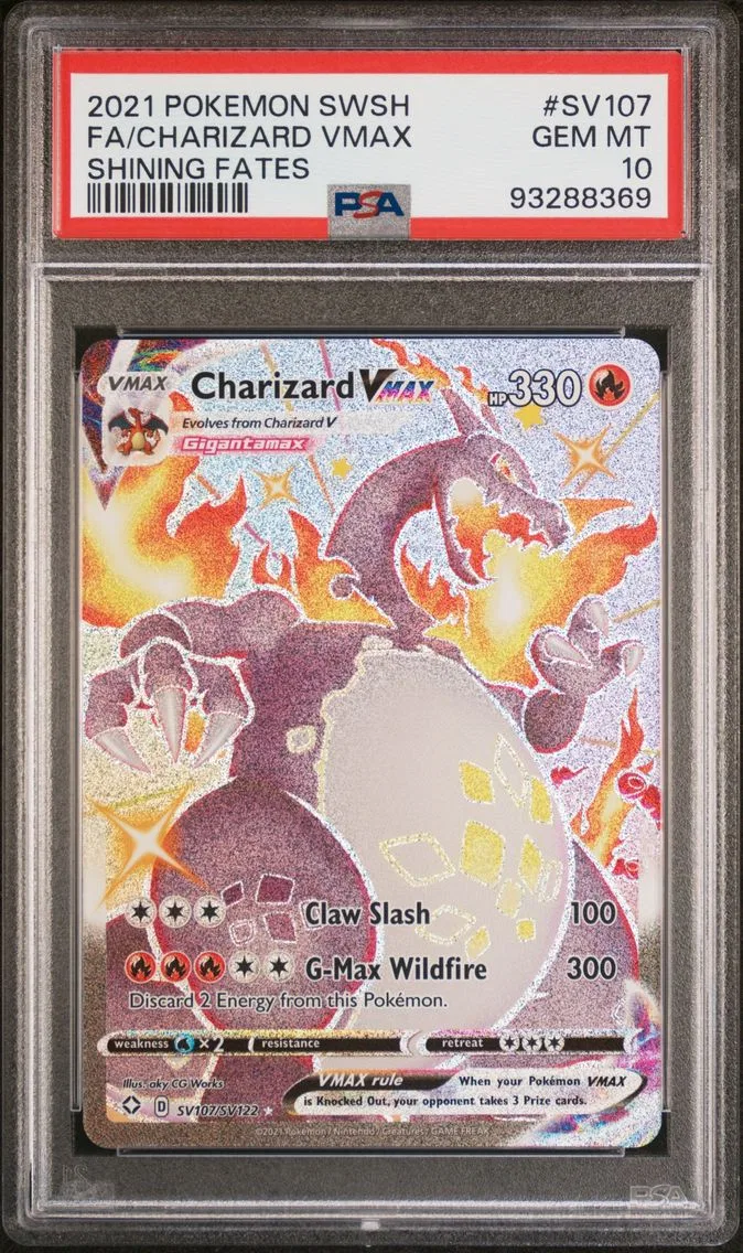 2021 #SV107 Full Art/Charizard Vmax PSA 10 Sword & Shield Shining Fates Pokemon