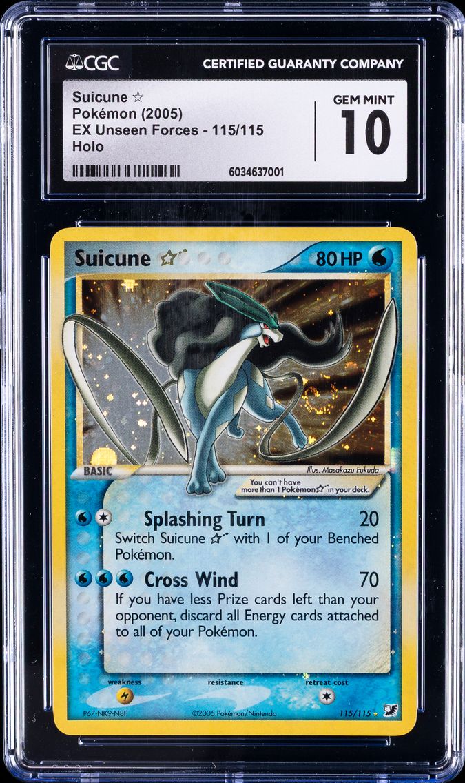 2005 #115 Suicune-Holo CGC 10 EX Unseen Forces Pokemon