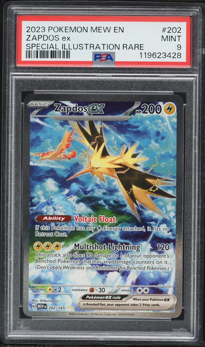 2023 #202 Zapdos EX PSA 9 Mew EN-151 Pokemon