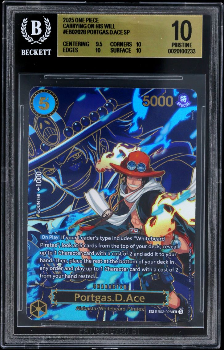 2025 #EB02028 Portgas.D.Ace SP BGS 10 One Piece Card Game Carrying on His Will