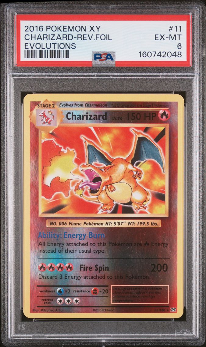 2016 #11 Charizard-Reverse Foil PSA 6 XY Evolutions