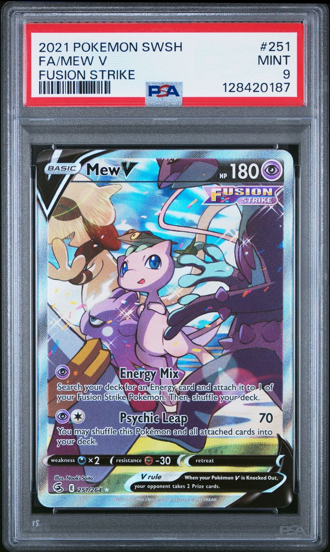 2021 #251 Full Art/Mew V PSA 9 Sword & Shield Fusion Strike Pokemon