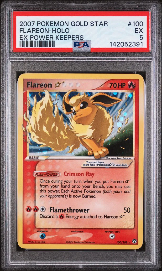 2007 #100 Flareon-Holo Gold Star PSA 5 EX Power Keepers