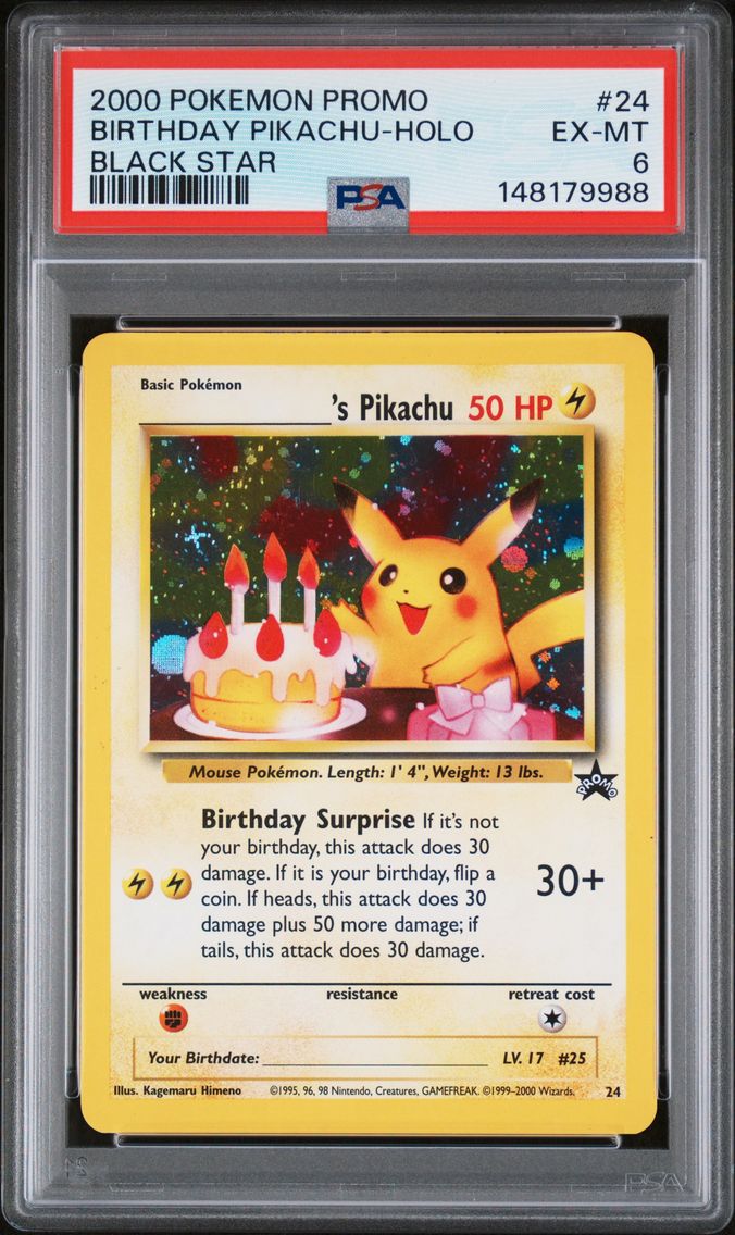 2000 #24 Birthday Pikachu-Holo PSA 6 Promo Black Star Pokemon