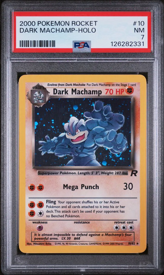 2000 #10 Dark Machamp-Holo PSA 7 Rocket