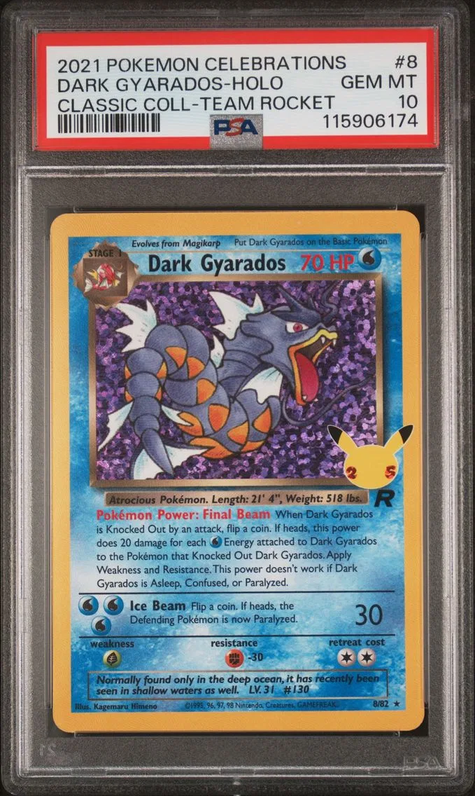 2021 #8 Dark Gyarados-Holo PSA 10 Celebrations Classic Collection Pokemon