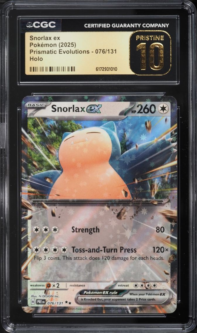 2025 Pokemon Scarlet & Violet Prismatic Evolutions Holo Snorlax ex #76 CGC 10 PRISTINE