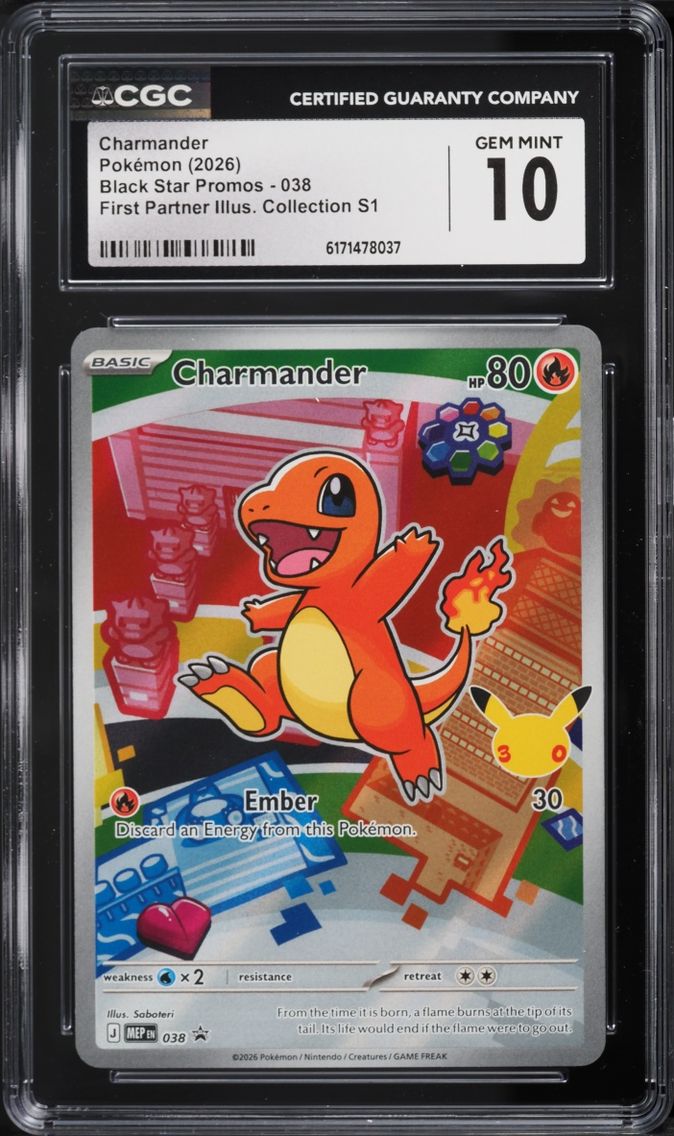 2026 Pokemon Mega Evolution Promo First Partner Illustration S1 Full Art Charmander #38 CGC 10