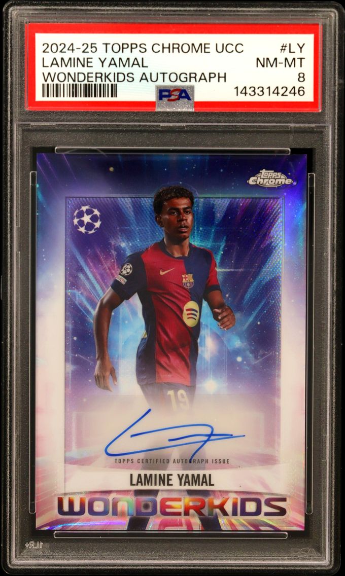 2024 #LY Lamine Yamal PSA 8 Topps Chrome UEFA Club Competitions Wonderkids Autographs