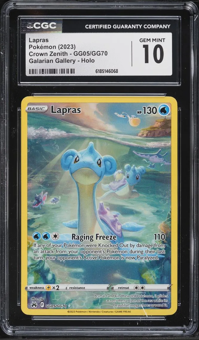 2023 #GG05 CGC 10 Pokemon Sword & Shield Crown Zenith Galarian Gallery Full Art Lapras