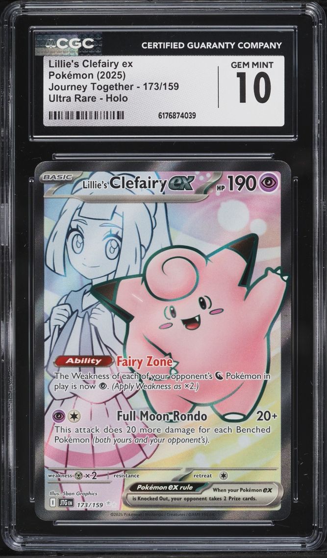 2025 Pokemon Scarlet & Violet Journey Together Full Art Lillie's Clefairy ex #173 CGC 10 GEM
