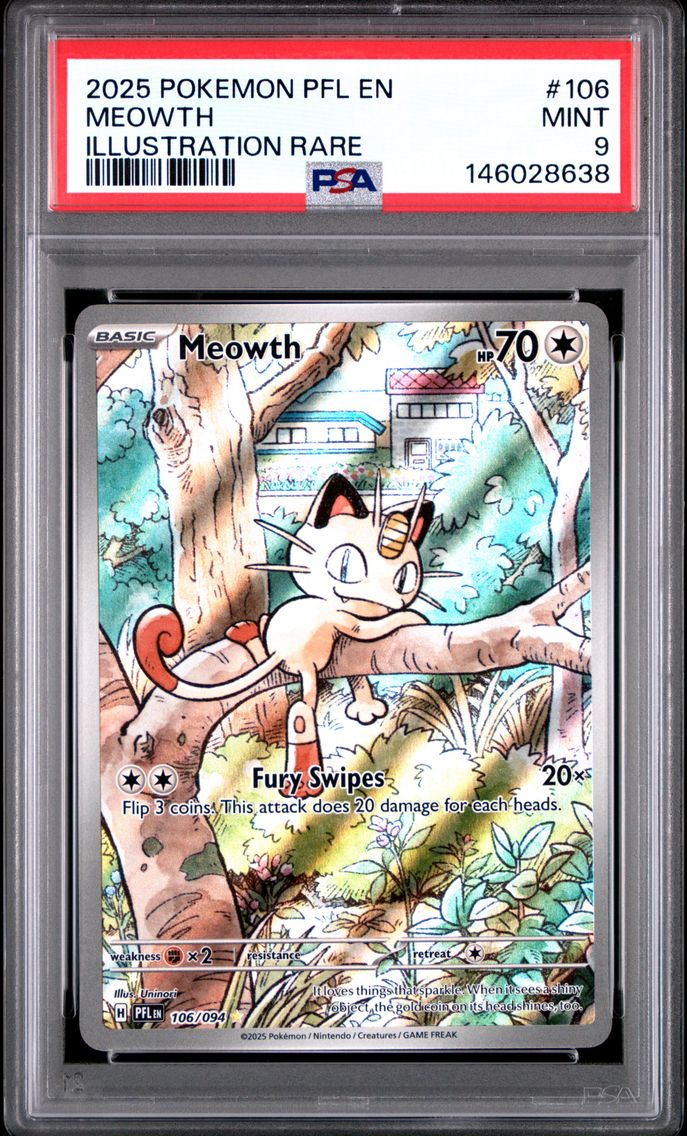 2025 #106 Meowth PSA 9 Pfl EN-Phantasmal Flames