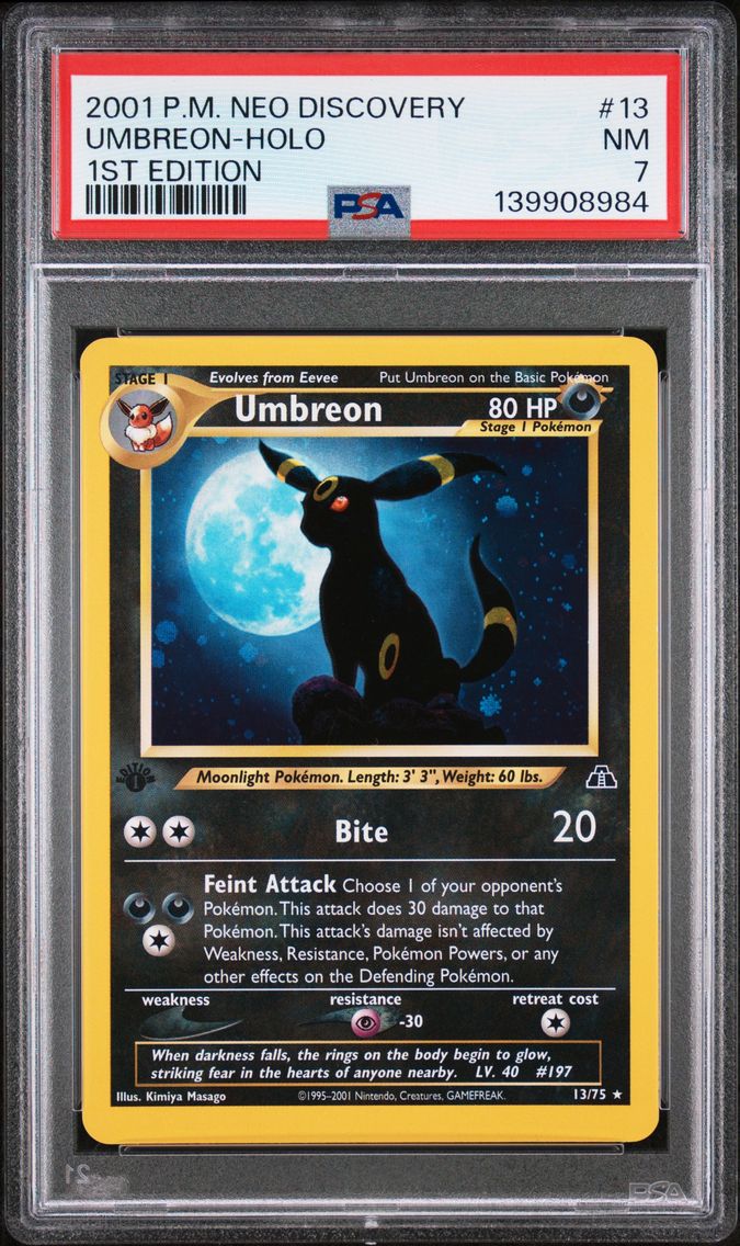 2001 #13 Umbreon-Holo 1st Edition PSA 7 Neo Discovery