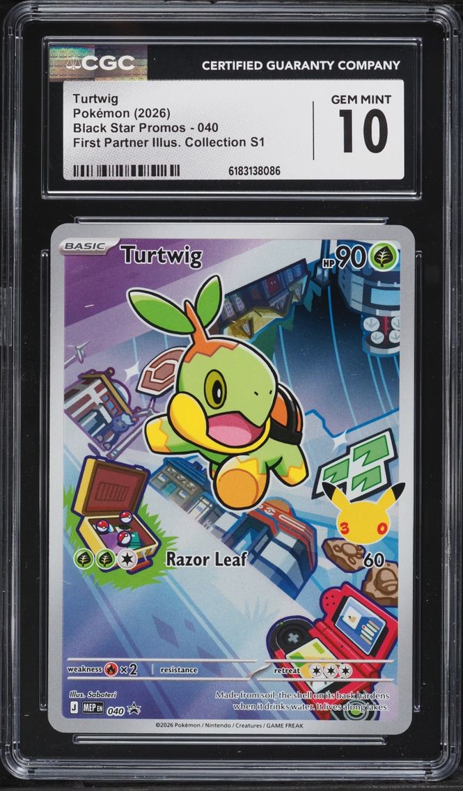 2026 #40 Turtwig CGC 10 Pokemon Mega Evolution Promo First Partner Illustration Full Art