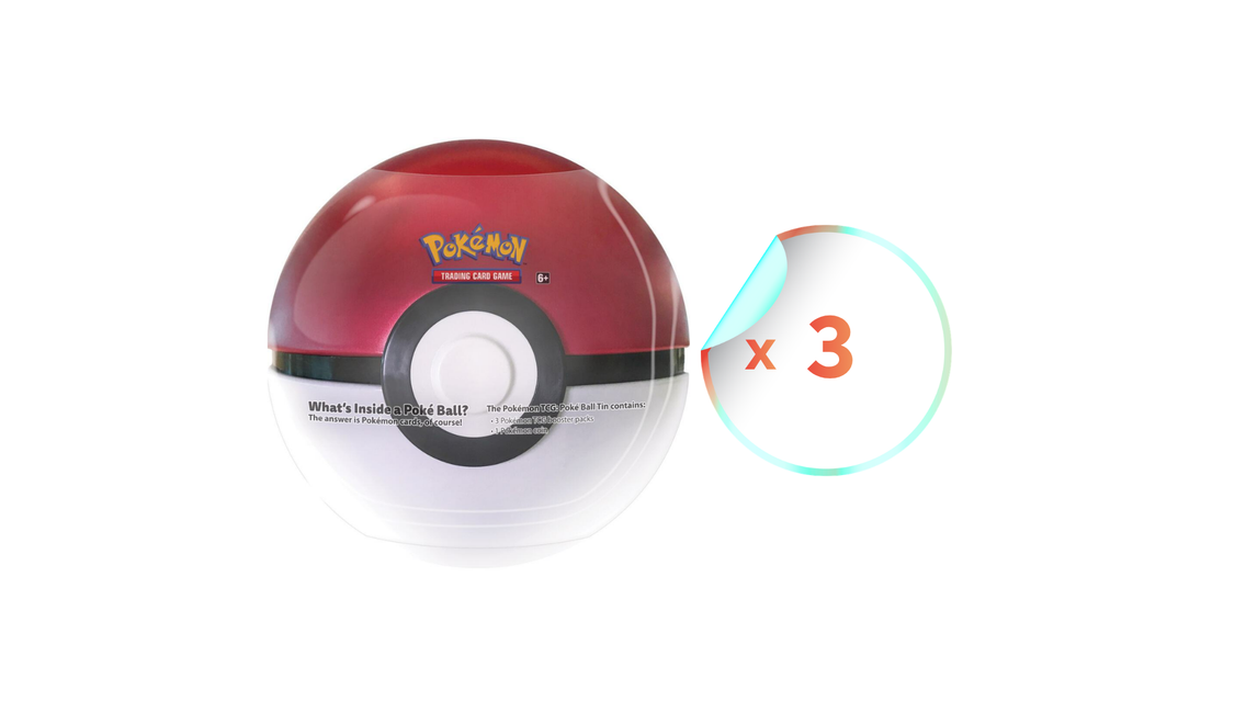 x3 Poke Ball Tin 2025 (ASSORTED)