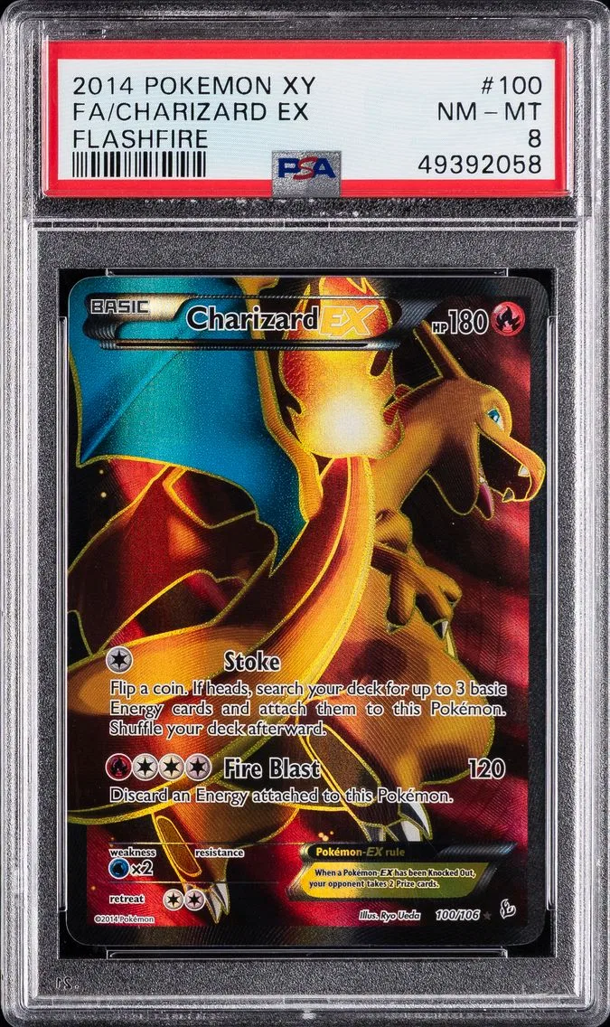 2014 #100 Full Art/Charizard EX PSA 8 XY Flashfire Pokemon