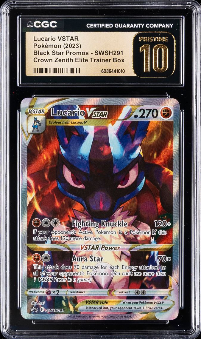 2023 #291 Full Art/Lucario Vstar CGC 10 Pristine Swsh Black Star Promo Pokemon