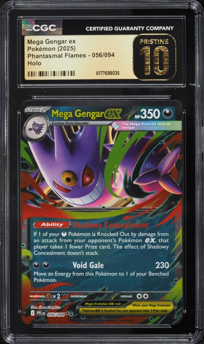 2025 Pokemon Mega Evolution Phantasmal Flames Holo Mega Gengar Ex #56 CGC 10 PRISTINE