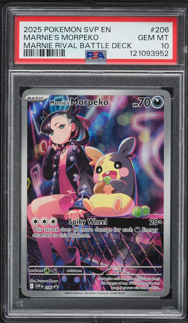 2025 #206 Marnie's Morpeko PSA 10 Svp EN-SV Black Star Promo Pokemon