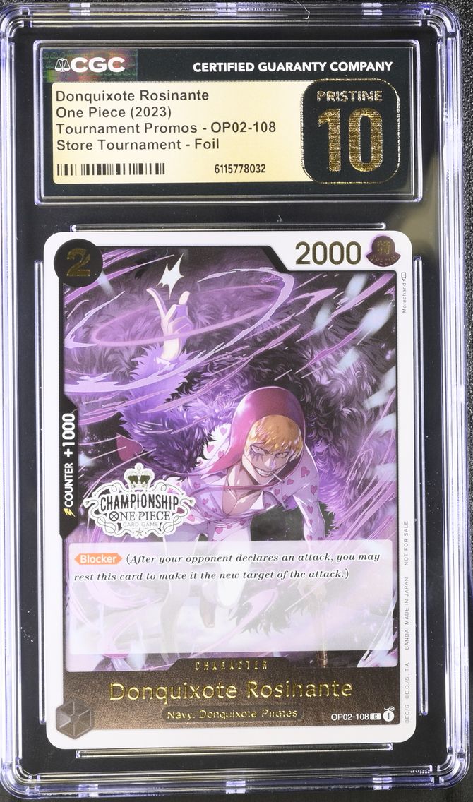 2023 #OP02-108 Donquixote Rosinante CGC 10 Pristine Tournament Promos - English
