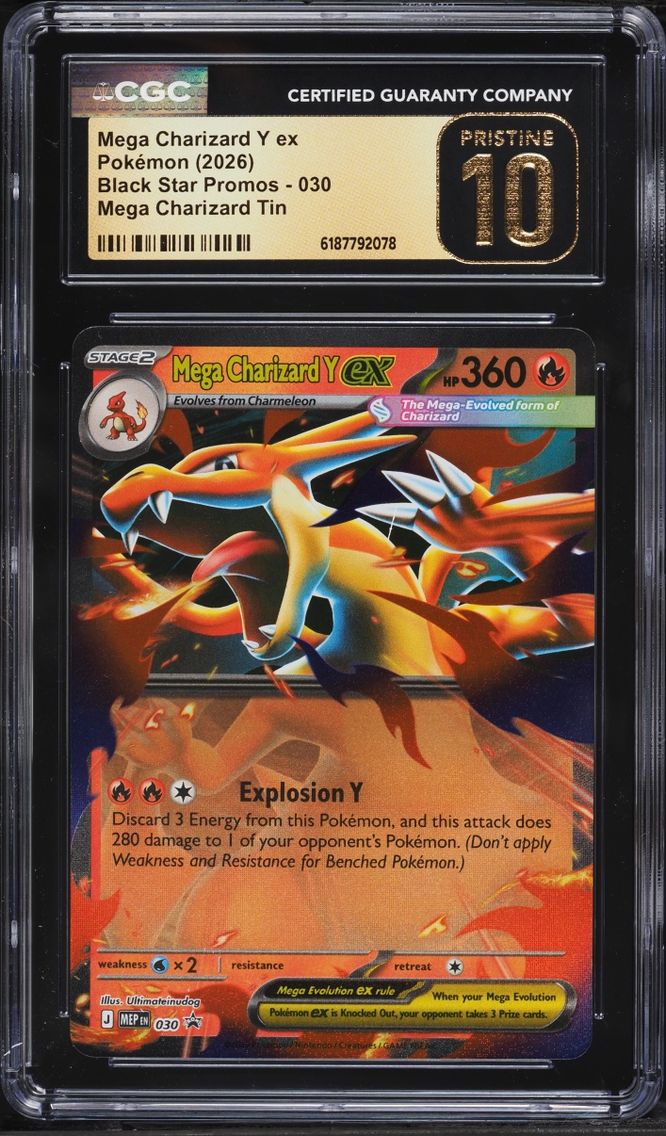 2026 #30 Mega Charizard Y EX CGC 10 Pokemon Mega Evolution Promo Tin