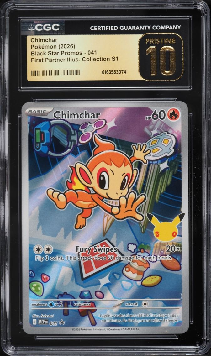 2026 Pokemon Mega Promo First Partner Illustration Full Art Chimchar #41 CGC 10 PRISTINE