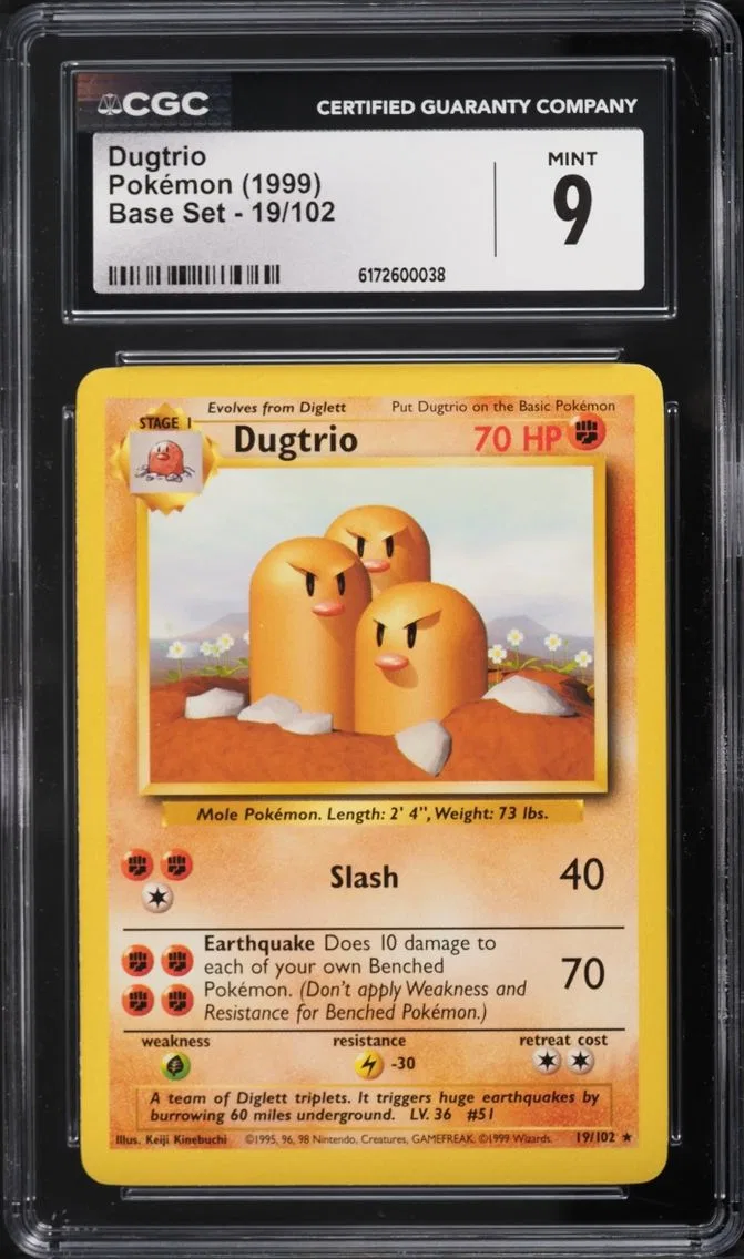 1999 Pokemon Base Set Dugtrio #19 CGC 9 MINT