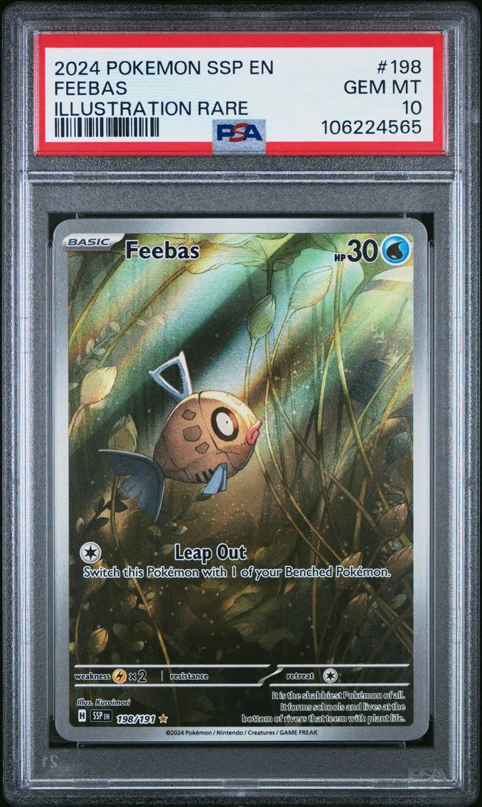 2024 #198 FEEBAS PSA 10 POKEMON SSP EN-SURGING SPARKS | ILLUSTRATION RARE