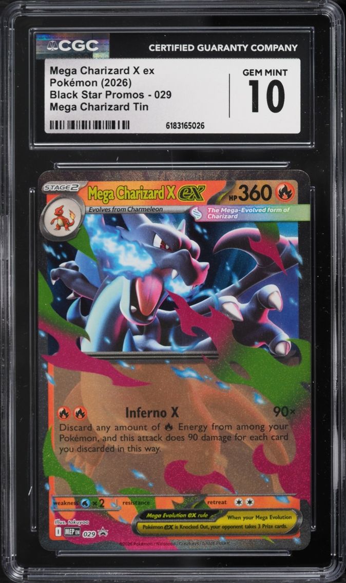 2026 Pokemon Mega Evolution Promo Tin Mega Charizard X ex #29 CGC 10 GEM MINT